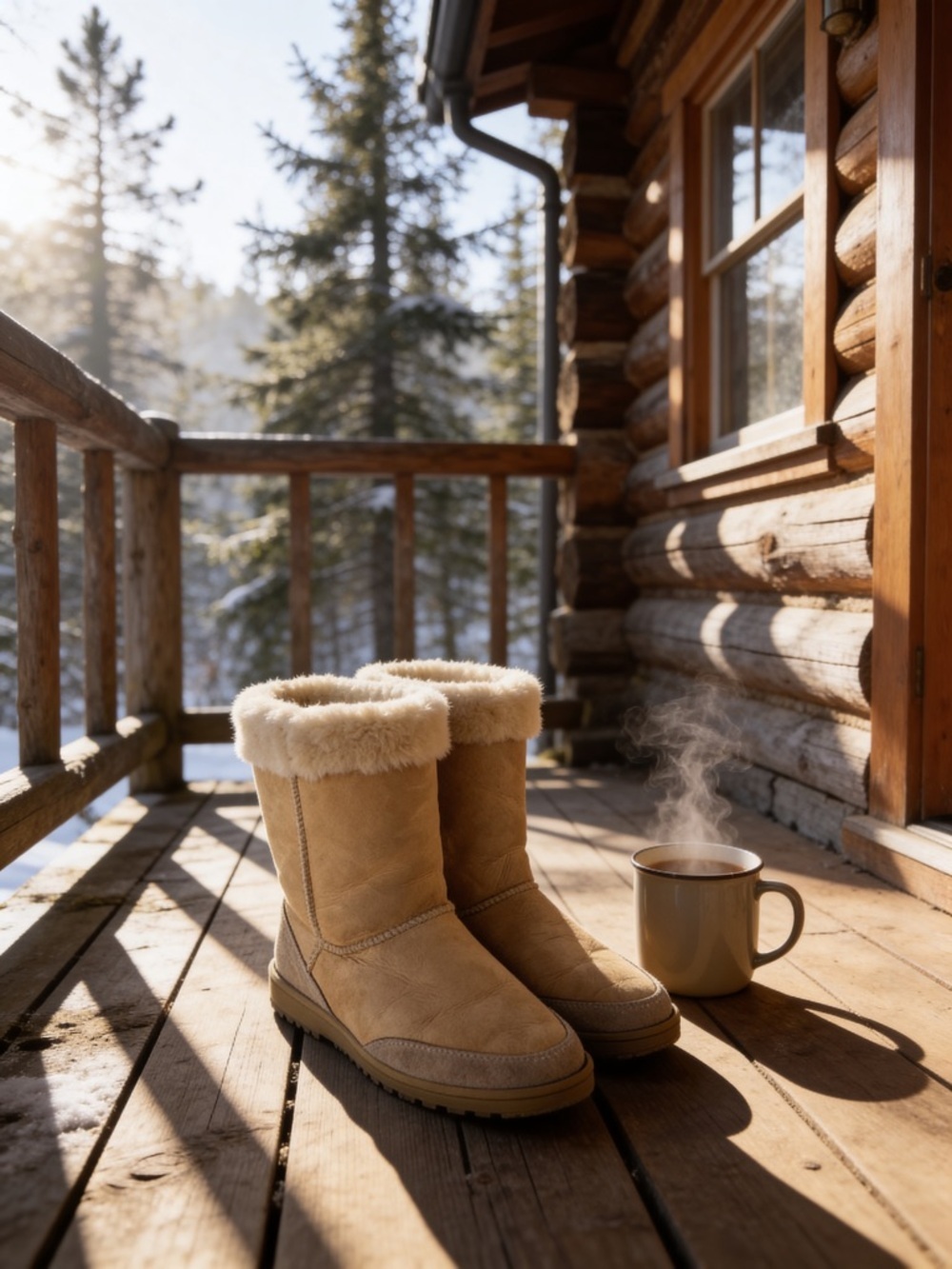 UGG Tan Shearling Cuffed Short Booties